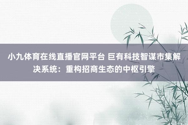 小九体育在线直播官网平台 巨有科技智谋市集解决系统：重构招商生态的中枢引擎