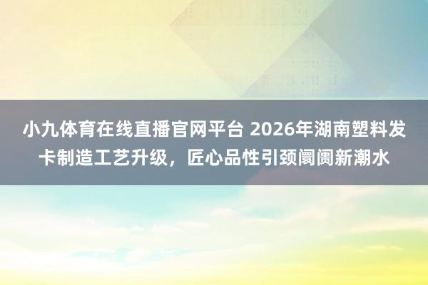 小九体育在线直播官网平台 2026年湖南塑料发卡制造工艺升级，匠心品性引颈阛阓新潮水