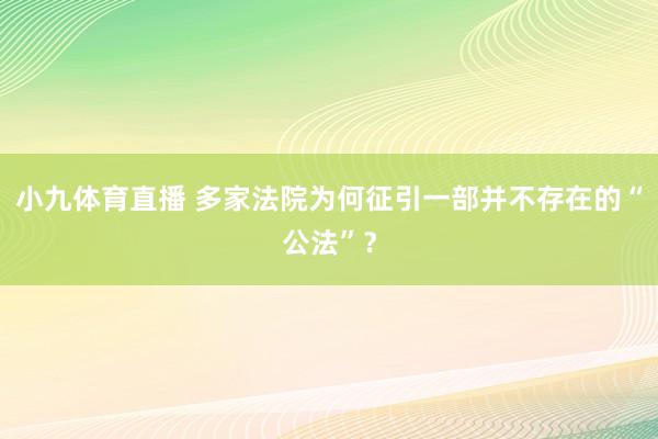 小九体育直播 多家法院为何征引一部并不存在的“公法”？