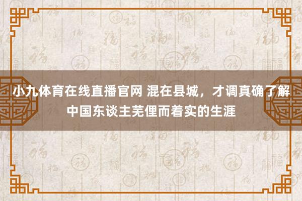 小九体育在线直播官网 混在县城，才调真确了解中国东谈主芜俚而着实的生涯