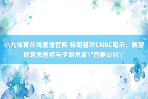 小九体育在线直播官网 特朗普对CNBC暗示，展望好意思国将与伊朗杀青＂首要公约＂
