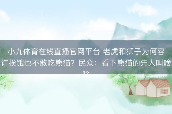 小九体育在线直播官网平台 老虎和狮子为何容许挨饿也不敢吃熊猫？民众：看下熊猫的先人叫啥